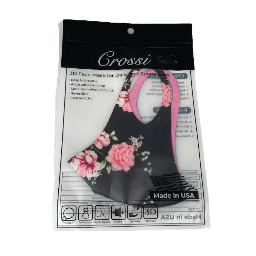 Crossy Floral Face Mask Black Pink